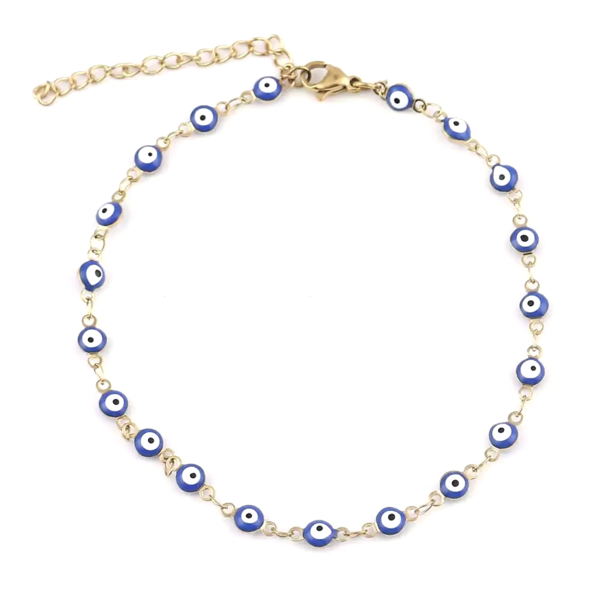 AT Jewellery - Blue Evil Eye | Gold Ankle Chain Anklet