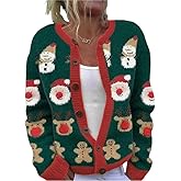 Fall Halloween Cardigans Sweater for Women Funny Holiday Graphic Long Sleeve Knit Button Down Sweatshirt Tops