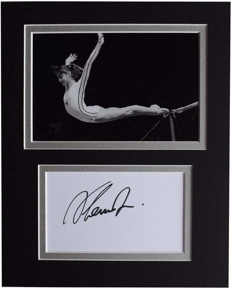 Sportagraphs Nadia Comaneci Signed Autograph 10x8 photo display Gymnastics AFTAL & COA