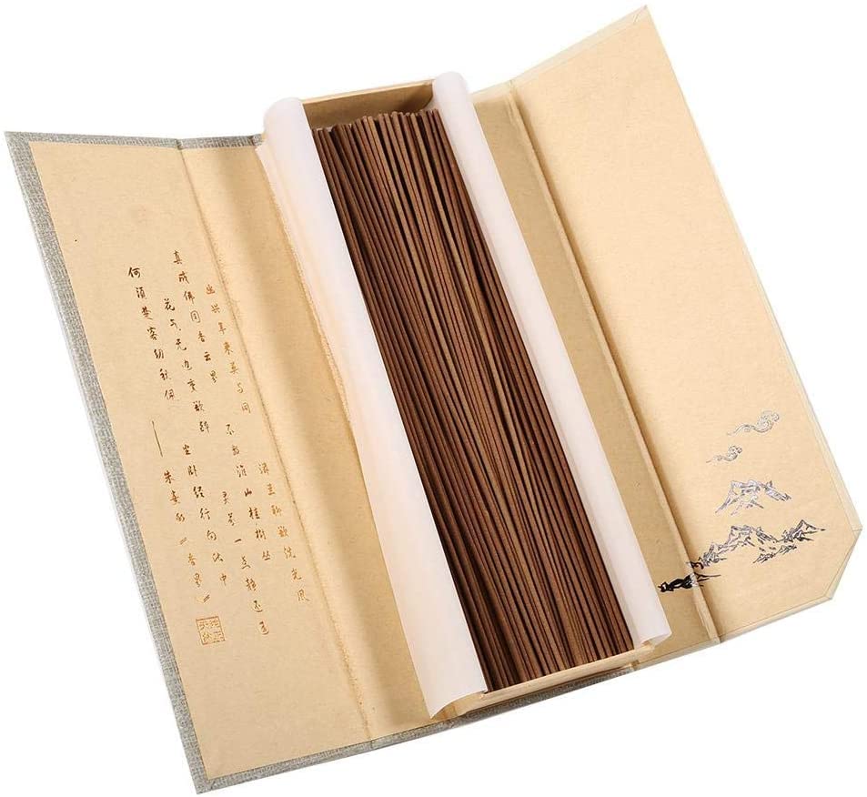 180pcs/pack Natural Sandalwood Incense Buddhist Non-Toxic Incense Sticks for Household SPA Bathroom Office (Wormwood Incense)
