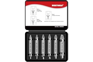 NORTOOLS Damaged Screw Extractor Set,6pcs Stripped Screws Nuts Bolts for Removing Rusted and Damaged Hardware, Nuts and Bolts