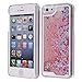 Yoption Transparent Plastic 3D Glitter Quicksand and Heart Liquid Case for Apple iPhone 5 5S SE