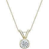 18k Yellow Gold Bezel-set Round Diamond Solitaire Pendant (1/5-1 cttw, O.White, I1-I2)