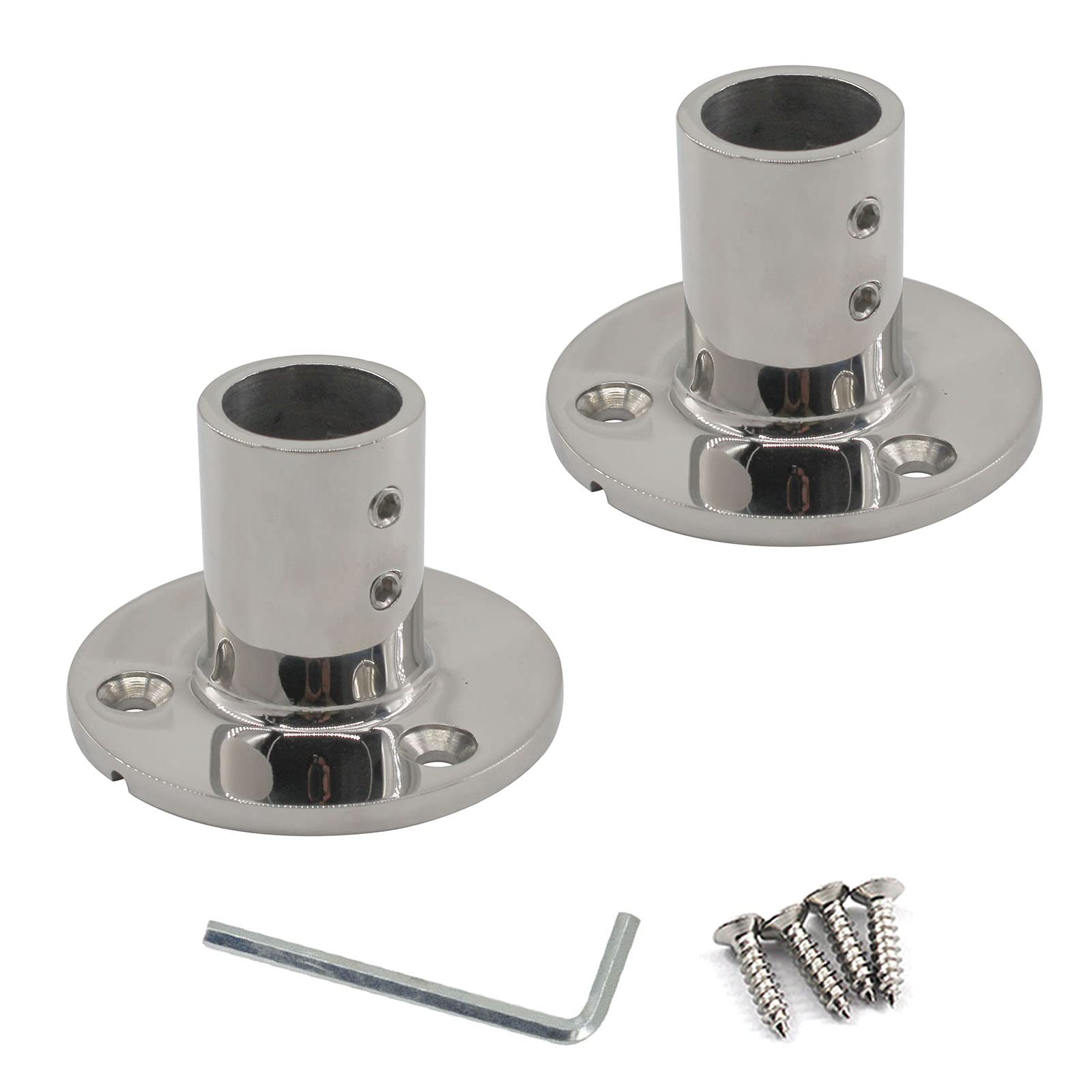 Zerniple Boat Railing Fittings Deck Hardware 316 Stainless Steel 90 Degree Tube Base Rod Flange Holder (pack of 2)