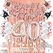 40th Birthday Decoration for Women by OUGOLD , 40th Bday Decorations, Rose Gold Party Supplies, 40 tiara and sash rose gold Party Decorations for 40 Forty Years Old Birthday Party