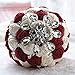 Amoleya 7 Inch Customization Romantic Burgundy Wedding Bride Holding Bouquet with Satin Roses and Rhinestones