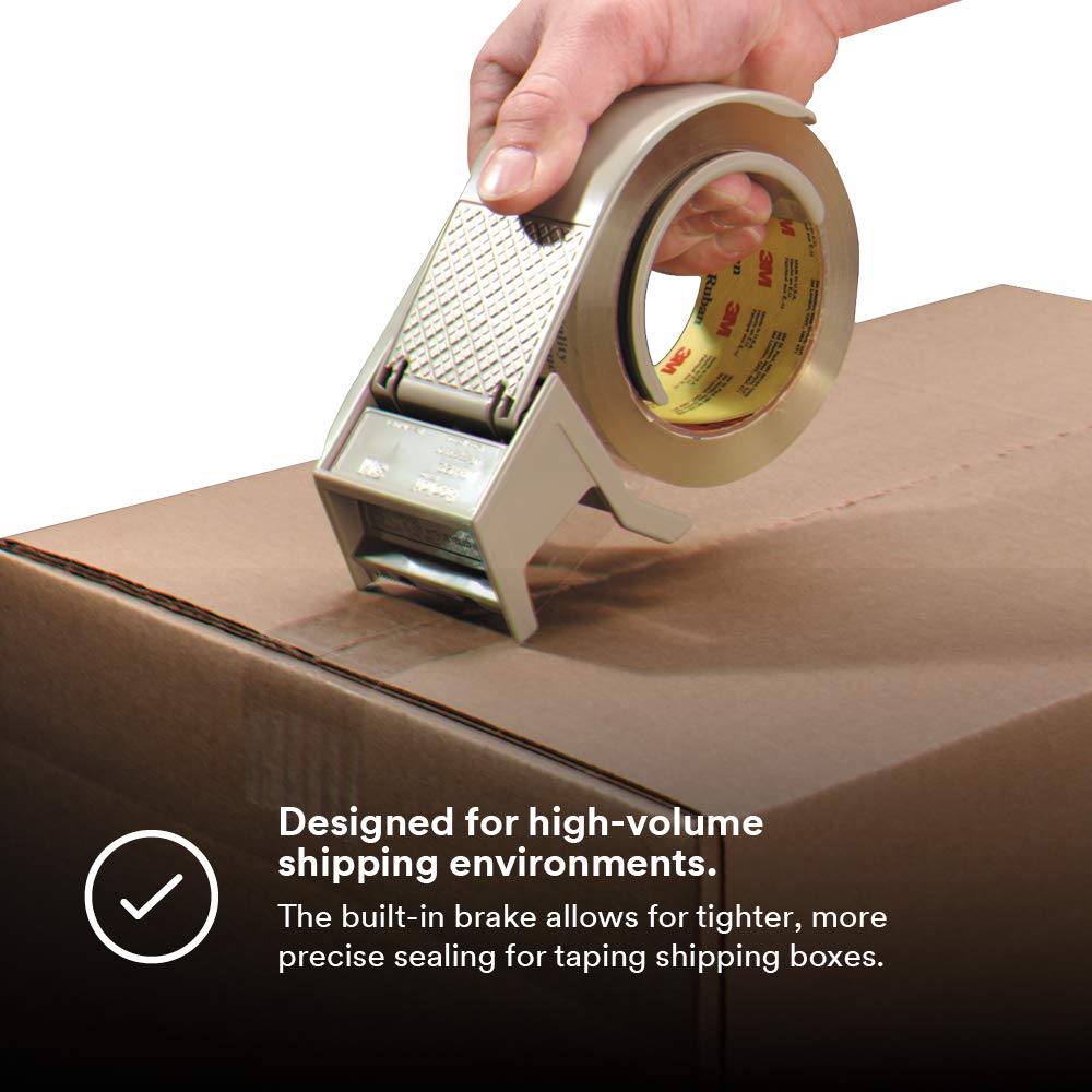 Scotch H122 Industrial Packing Tape Dispenser with Built-In Brake for 2" Tape – Lightweight and Compact for Commercial Packaging, Shipping, Moving, Carton and Box Sealing, Gray: Industrial & Scientific