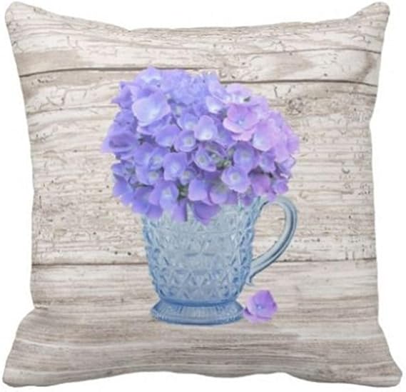 Damuyas púrpura Madera hortensias Throw Funda de Almohada Decorativo