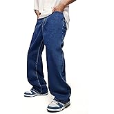 Cool Men's Baggy Hip Hop Jeans Wide Leg Y2K Skateboard Vintage Denim Pants for Streetwear