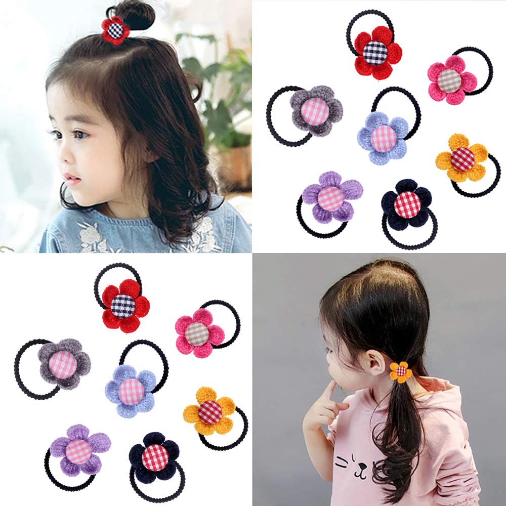 14 Pieces Small Ponytail Holders Cute Sunflower Hair Ties For Girls Elastic Hair Bands For Thin Hair Assorted
