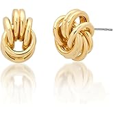 Obidos 14K Gold Plated Love Knot Stud Earrings | Small Statement Drop Dangle Earrings for Women | Trendy Simple Hypoallergenic Fashion Accessories Gold Jewelry Gifts for Womens