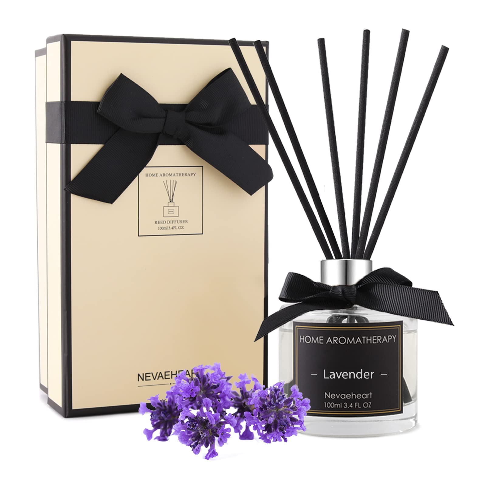Photo 1 of NEVAEHEART Diffuser Set,Lavender Diffuser Gifts for Women,3.4oz(100ml) Diffuser with Sticks, Home Fragrance Diffuser for Living Room, Office & Bathroom Shelf