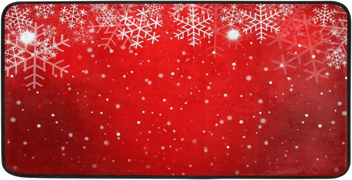 Red Christmas Style Anti Fatigue Kitchen Mat, Blueangle Decoration Mats, Waterproof Non Slip for Indoor Outdoor Home Office Use, 20" x 39": Kitchen & Dining