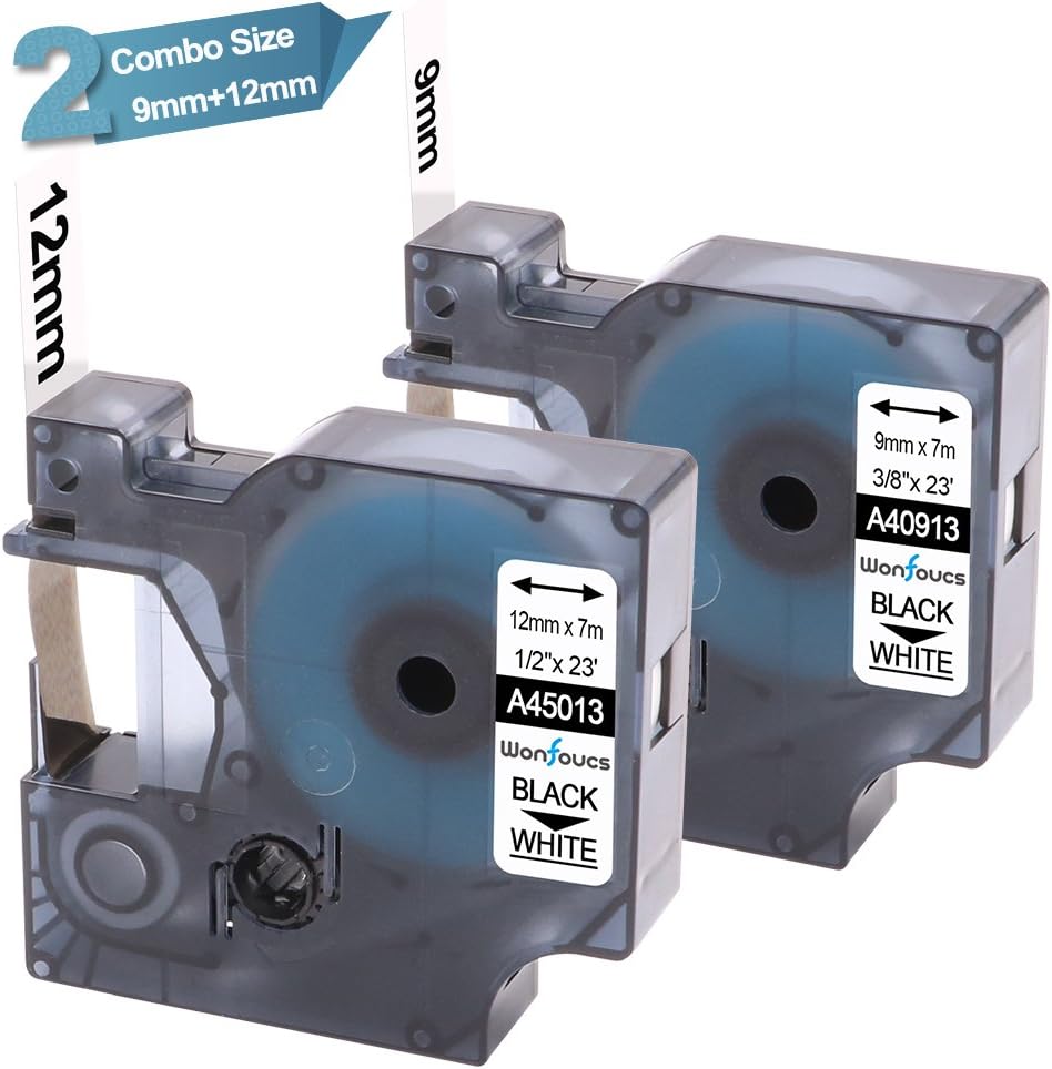 Nastro Per Etichette Wonfoucs Compatibile Dymo D1 - Nero Su Bianco 12mm X 7m, Confezione Da 5 - Foto 4