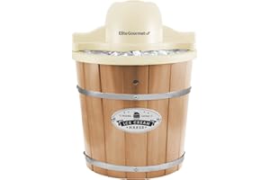 Elite Gourmet EIM-924L, 4 Qt. Electric Motorized Ice Cream Maker Ice & Rock Salt, 4Qt. Freezing Canister, Creamy Ice Cream, Gelato, Frozen Yogurt, or Sorbet, Recipe Booklet