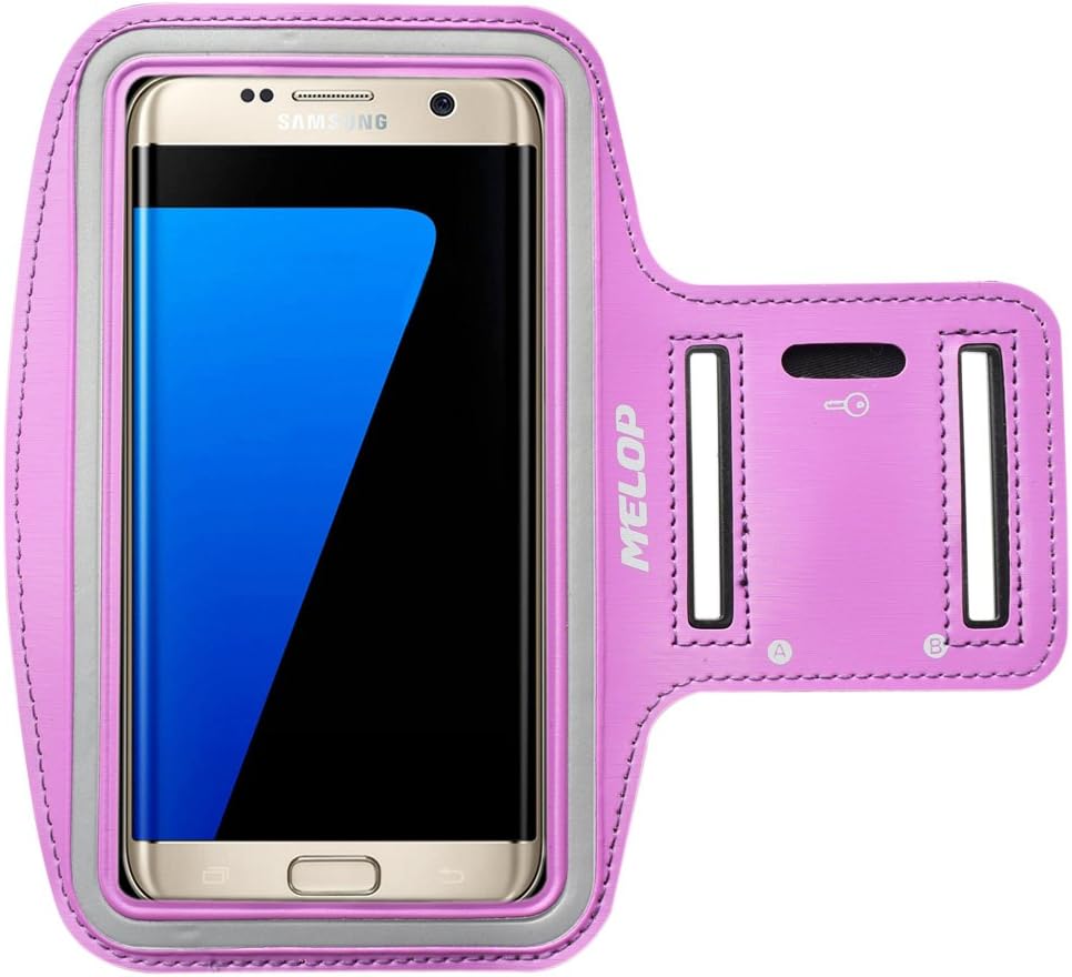 MELOP Armband for Samsung Galaxy S10+ S10 Plus S9+ plus, S8+ S8 plus Active, S7edge Active, A8 A8+ 2018, J7 Duo, J7 J5, A5 A7 Soft Sweat Resistant Sports Arm Band with Key Card Cash Pocket - Purple