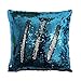 18-Inch Howarmer Cotton Reversible Sequins Mermaid Pillow Cases Magic Sequin (18x18-Inch, Blue-Silver)