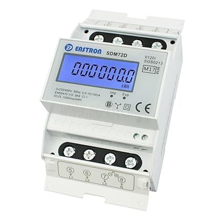 LCD Drehstromzähler Stromzähler MID2017 geeicht S0 für Hutschiene 3x5(100) A