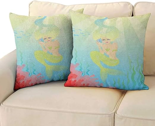 Amazon Com Ediyuneth Decorative Square Accent Pillow Case Mermaid