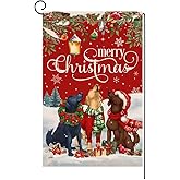BLKWHT Christmas Dogs Garden Flag 12x18 Vertical Double Sided Winter Holiday Outside Decorations Burlap Yard Flag BW533