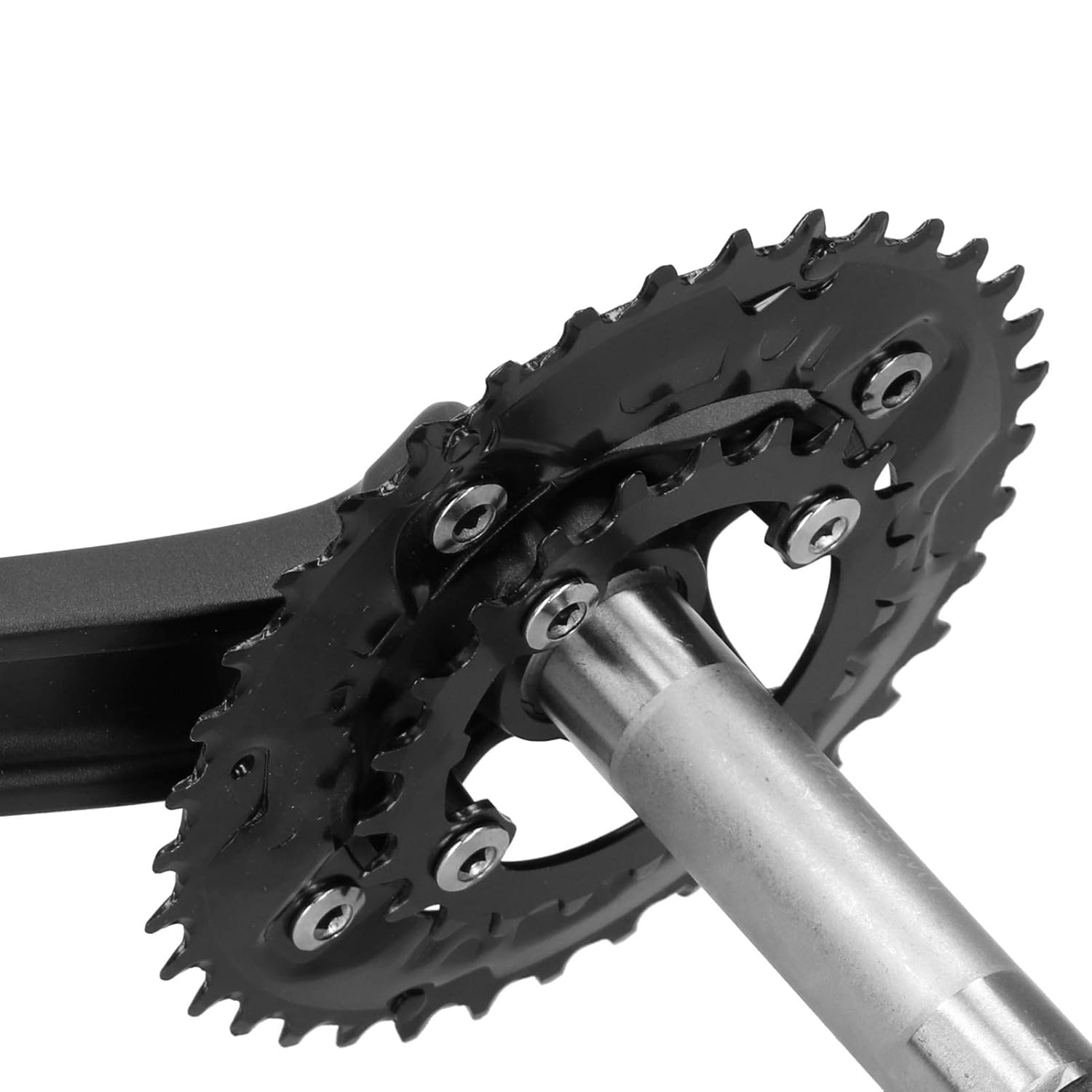 175MM Crankset, Crank Arm Replacement Durable Black Aluminum Alloy for