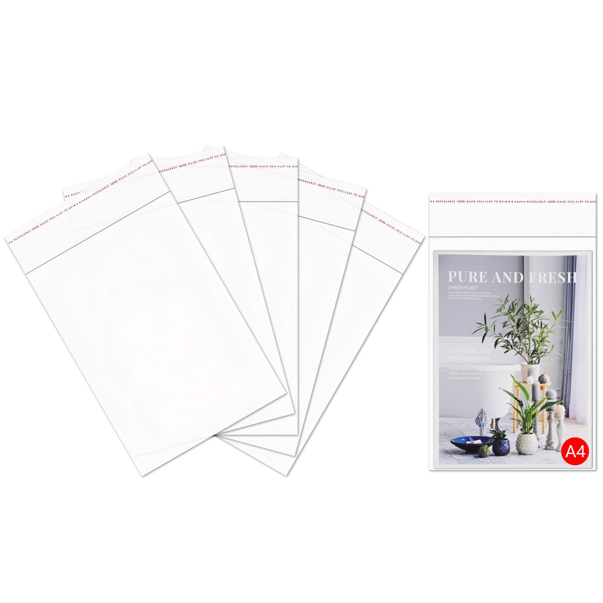 Clear Cello Bags 9x12" 100pcs Self Sealing Cellophane Bags Food Contact Safe 50µm Self Adhesive T-shirt Poly Bags for Apparel Clothing Pants Foods Flyers Christmas Party (15 Sizes for Choosing)
