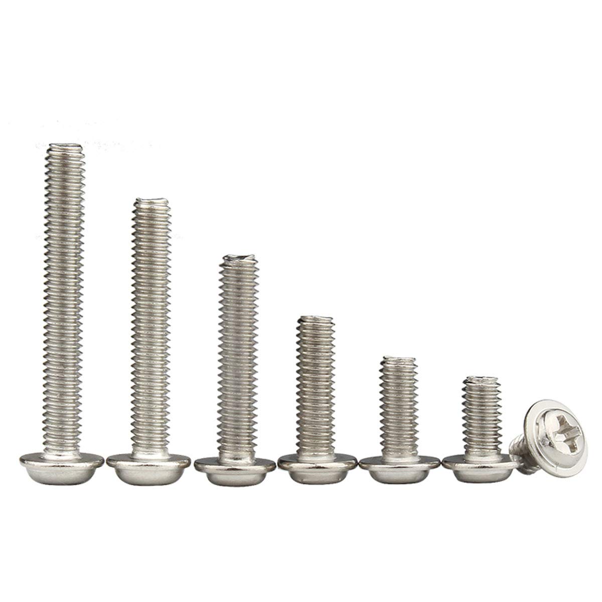 YOFASEN Set of 50 M4 Self-Tapping Screws, High-Hardness Pwm Machine Screws with Gaskets, Corrosion-Resistant, and Can Be Used Outdoors,M4*8 * 8Mm/50Pcs
