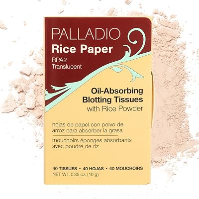 Palladio Rice Paper Tissues for Oily Skin Blotting Sheets Natural Rice Powder