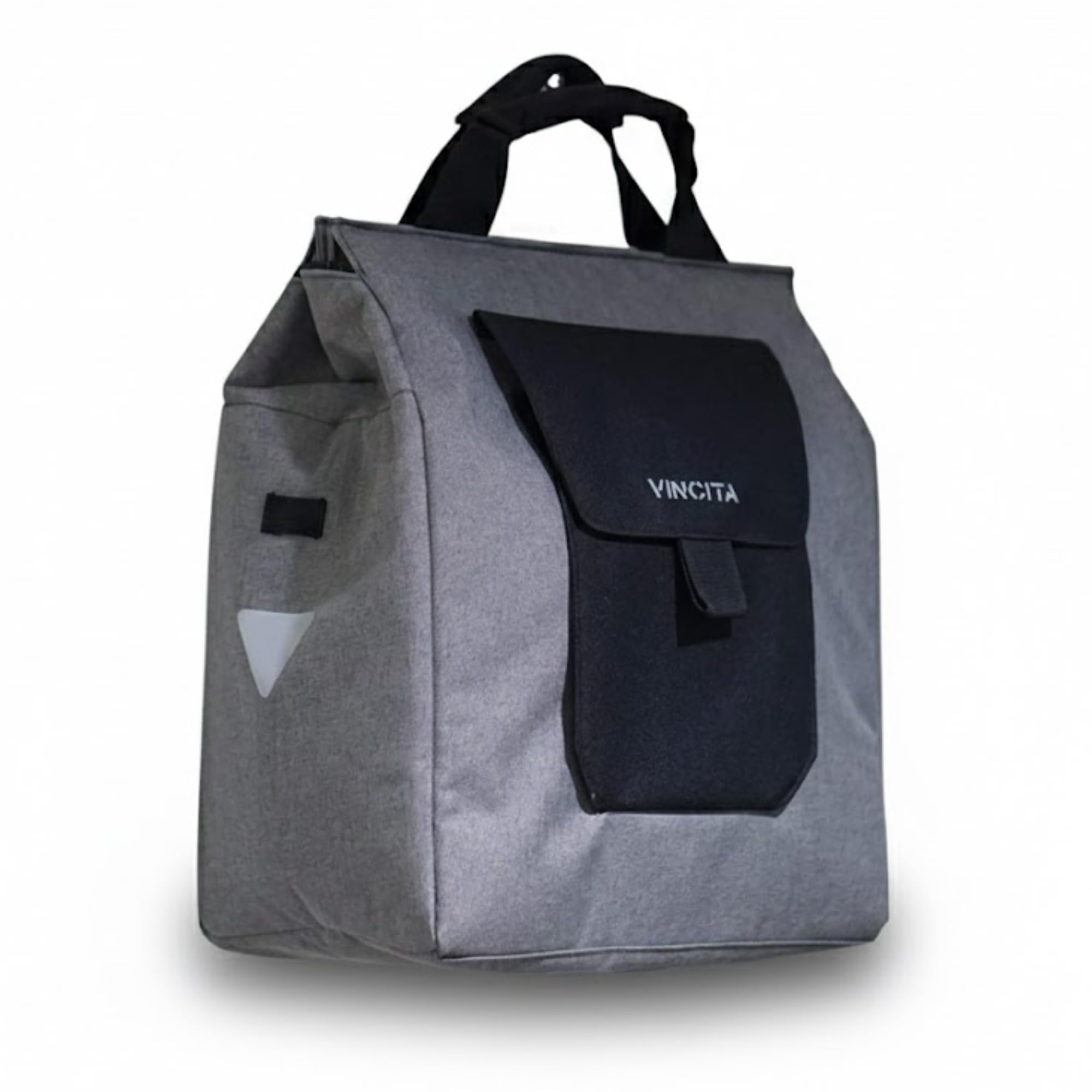 Vincita Jess Bicycle Grocery Pannier - Bike Shopping Bag for Urban Commuter with Large Capacity, Handle and Reflective Spots- Modern Stylish Design for All Bikes (Gray)