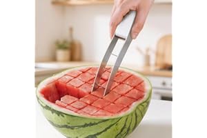 Watermelon Cutter Slicer,Stainless Steel Watermelon Cube Cutter Quickly Safe Watermelon Knife,Fun Fruit Knives Salad Melon Ba