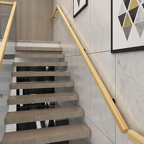 Amazon Co Jp 手すり 壁の階段用の木製手すり 四角い手すり 屋内ロフト滑り止め手すり 廊下サポートバー 黒鉄製ブラケット Diy 工具 ガーデン