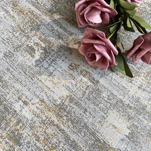 Textured Wallpaper, Distressed Concrete Adhesive Wallpaper, 44cm x 300cm, White Gold Gray Metallic Non-Woven Wall Paper, Modern Neutral Design for Bedroom and Home Decor