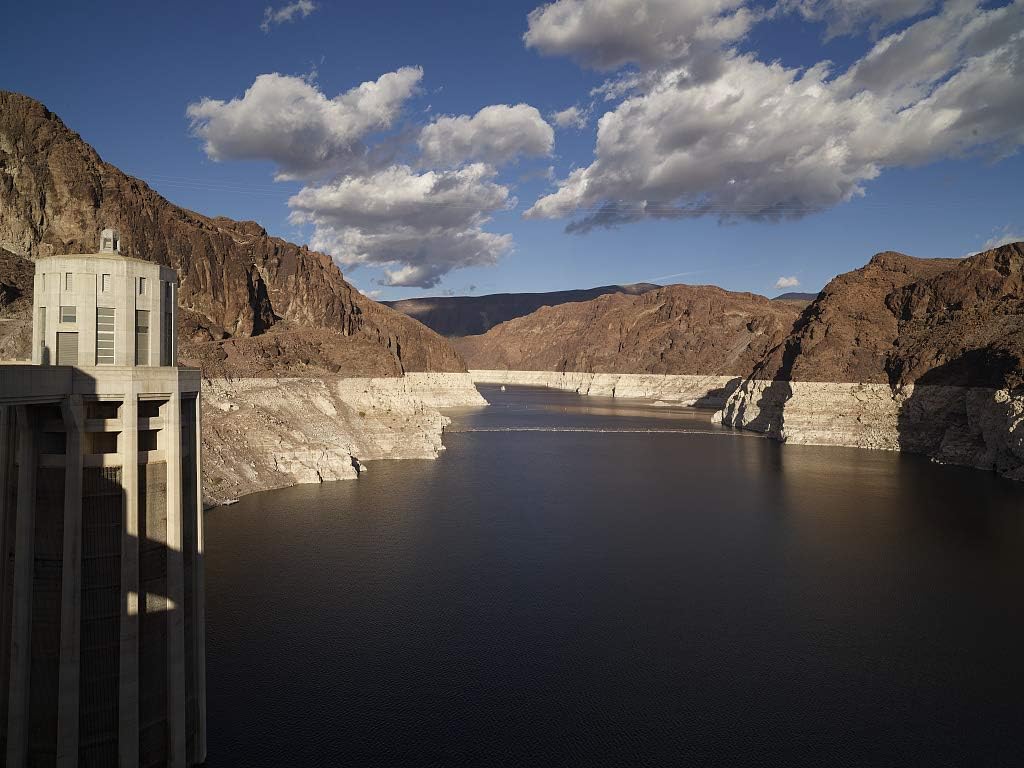 24 x 36 Giclee Print ofView of an intake tower at Hoover Dam which straddles the Arizona and Nevada borders and the Colorado River that it captures creating what is now the vast La n82 2018 Highsmith