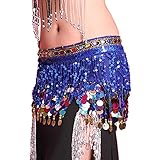 PanDaDa Chiffon Belly Dance Hip Scarf Coin Sequin Belt Skirt Tassel Hip Wrap