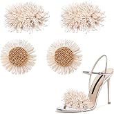 luchike 2 Pair Sunflower Shoe Clips Flower Clips for Shoes Kitten Heels Decorations Beachy Heels Charms for Wedding Party Summer Holiday Beige