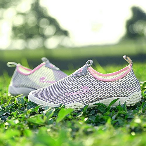 Camel Mens Slip On Sneakers Casual Shoes Breathable Mesh Low Top Lightweight Sneakers for Women Walking Unisex Shoes for Couples Size 6.5,Gray/Pink
