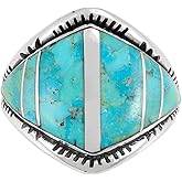 Turquoise Ring Sterling Silver 925 Genuine Gemstones Size 6 to 11