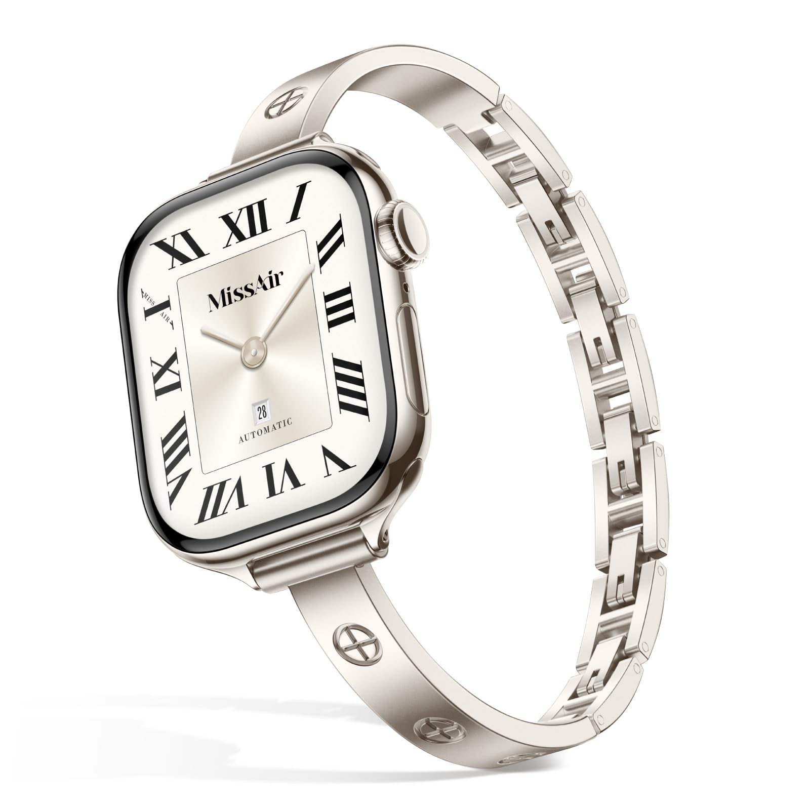 Photo 1 of Missair Slim Bands Compatible with Apple Watch 38mm 40mm 41mm 42mm 44mm 45mm 46mm 49mm for Women, Thin Bracelet Dressy Designer Stainless Steel Metal Strap for iWatch Series 11 10 9 8 7 6 5 4 SE Ultra