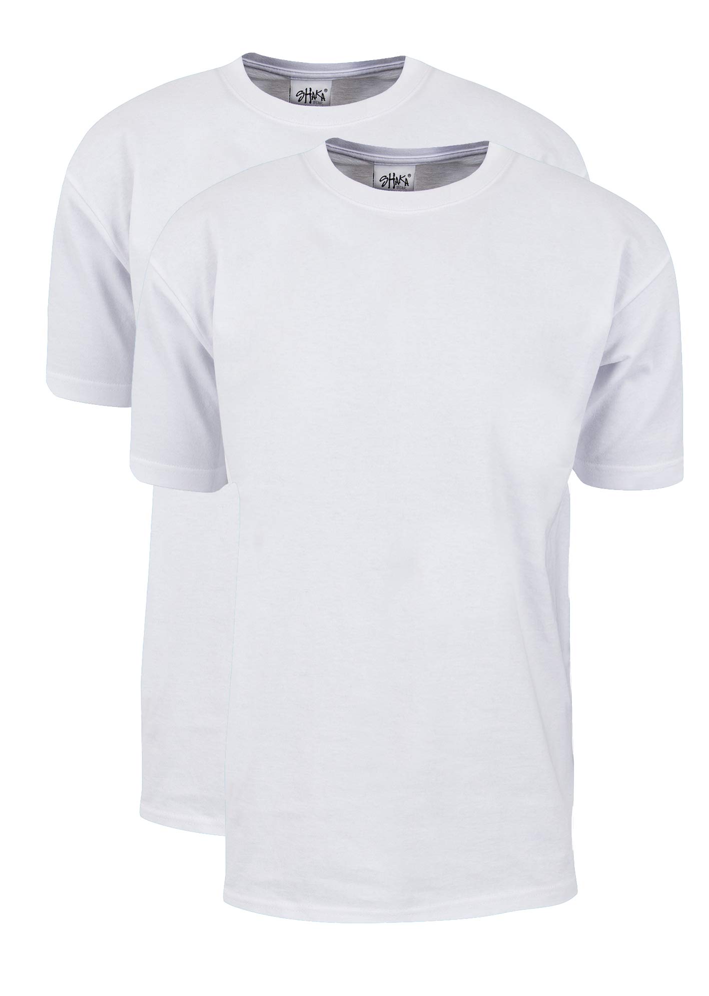 Photo 1 of Shaka Wear Men's T Shirt – 2 Pack 7 oz Max Heavyweight Cotton Short Sleeve Crewneck Tee Top T-shirts Regular Big Size MHS01 White S 2pk