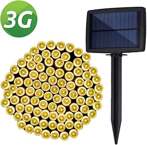 Lellel 3rd Generation Super Bright Solar Outdoor LED String Lights, Waterproof Weatherproof for Yard Patio Garden Tree Party Wedding Decoration, Warm White