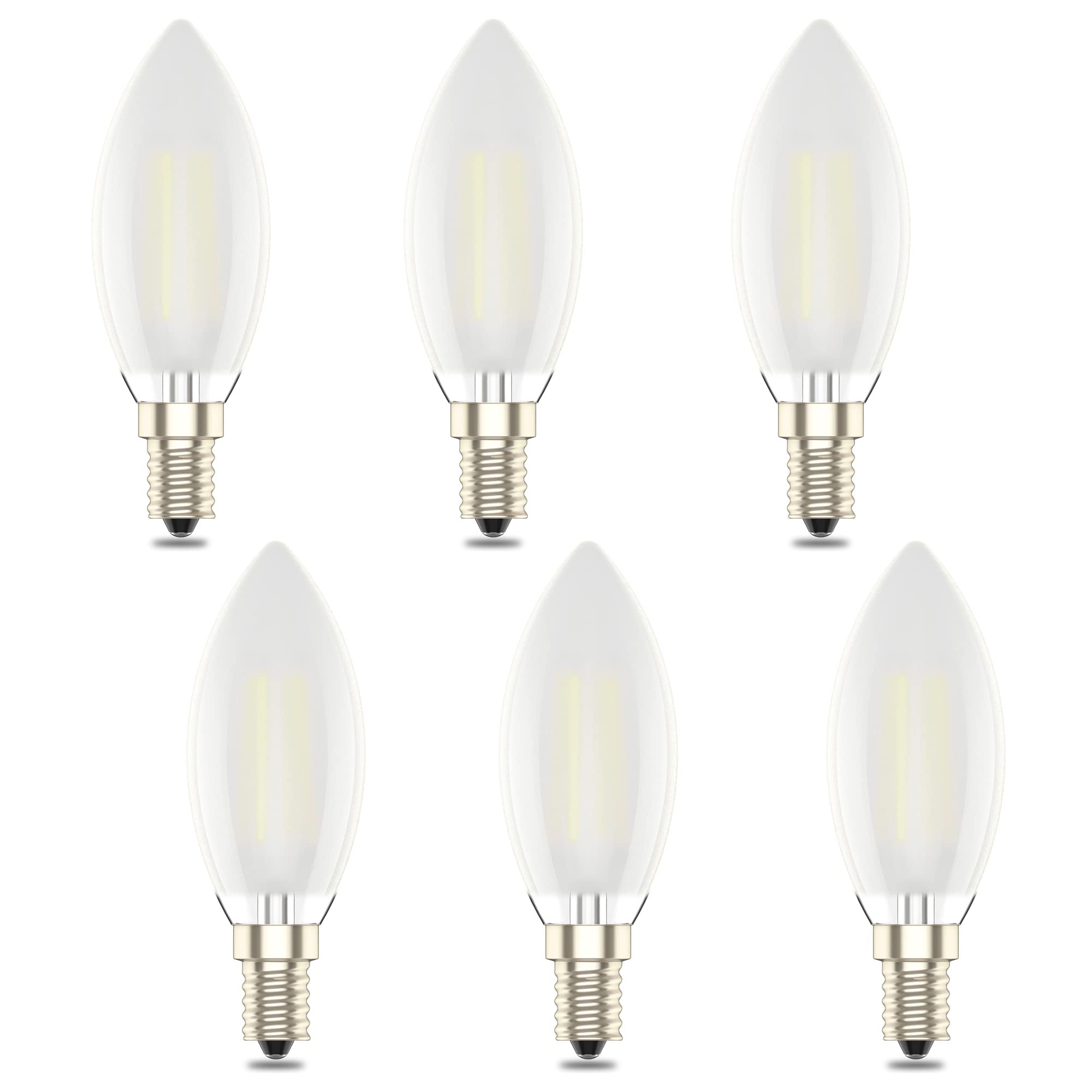 E14 Dimmable Led Candle Bulb,C35 SES Small Edison Screw,4w Equivalent 40w, Warm White 2700K (6, Cool White)
