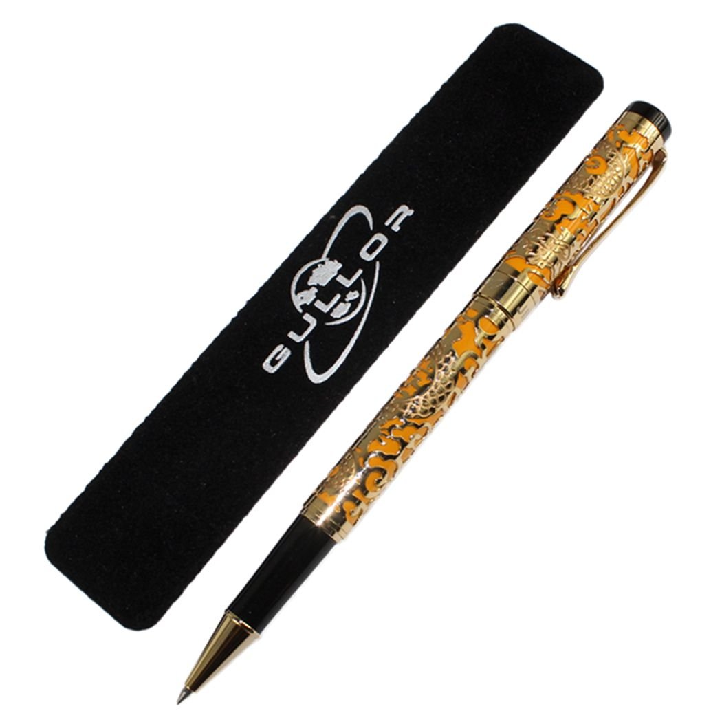 Gullor Advanced Rollerball Pen Jinhao 5000 Orange and Gold Dragon Year with Gift Box