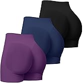 Coume 3 Pack Women Workout Impact Shorts 4.5" Scrunch Butt Lifting High Waisted Seamless Biker Athletic Gym Yoga Shorts