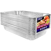 Aluminum Pans Full Size, Large Disposable Roasting & Baking Pan, 21"x13" Deep Foil Pans (20 Pack) Extra Heavy Duty Chafing Tr