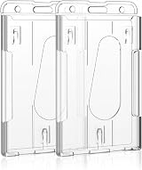 Vicloon Vertical 2-Card Badge Holder Clear Plastic 2 Pack