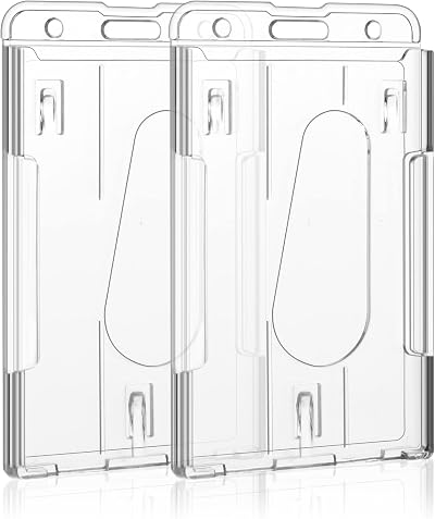 Vicloon Vertical 2-Card Badge Holder Clear Plastic 2 Pack