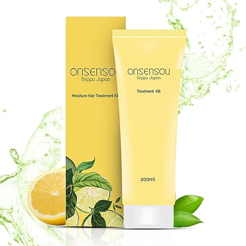 ONSENSOU Dry Scalp Treatment for Dry, Damaged Hair Women & Men, Deep Conditioner with Green Algae Extract, Hot Spring Yeast & Honey from Japan, for Frizzy or Curly Hair, Citrus Scent, 6.76 Fl Oz