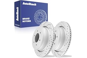 AUTO SHACK AutoShack 13.71" (348.2 mm) Rear Vented Drilled & Slotted Brake Rotors Coated Replacement for 2012-2020 Ford F-150 2012-2014 Ford Lobo Silver Matte Finish 2-PC Set TurboGuard