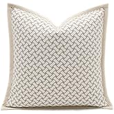 Croker Horse 20x20'' Inches Throw Pillow Cushion Cover - Grid Pattern Chenille Jacquard Embroidery Luxury Modern Style Couch Sofa Pillow for Living Room Bedroom