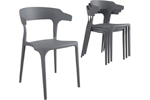 Novogratz Poolside Collection, Felix Stacking Dining Chairs, Indoor/Outdoor, 4-Pack, Charcoal
